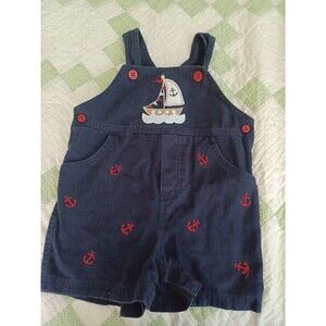 Starting Out nautical boat anchor short overalls one piece 18M snap bottom